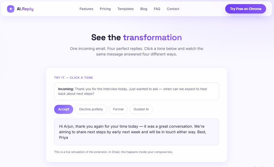 AI.Reply product website